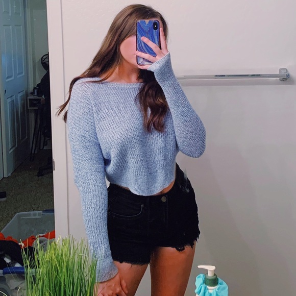 wild fable Sweaters - BABY BLUE CROP SWEATER